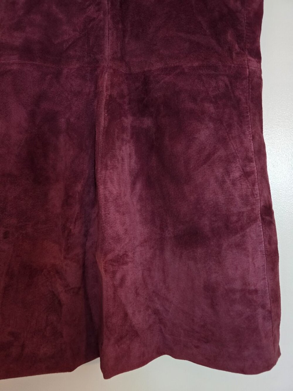BB Dakota Vintage Style Plum 100% Suede Leather Shift Pinafore Dress Size 8 - Picture 8 of 16